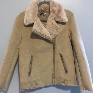 Faux suede biker jacket